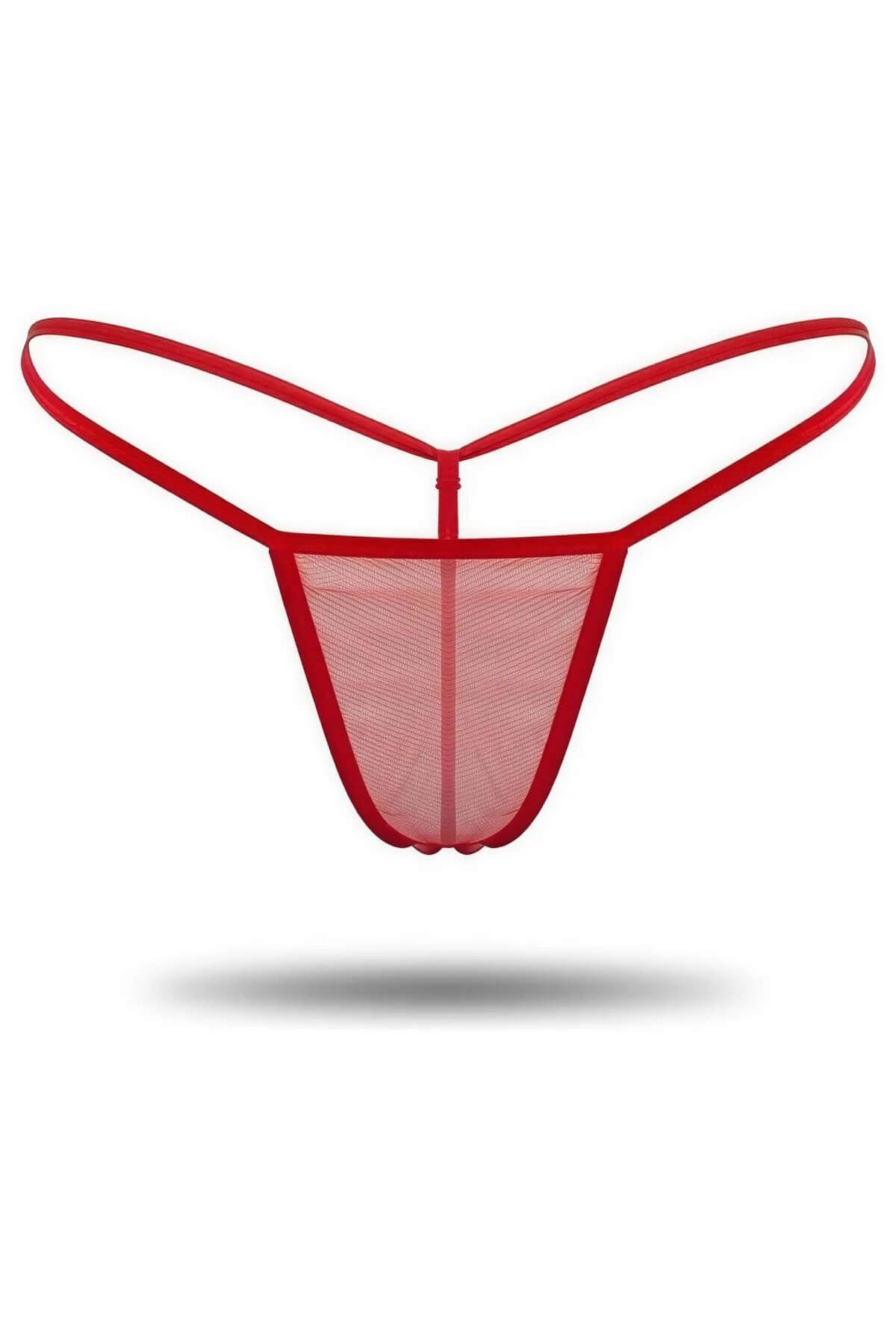 Kırmızı Transparan Tül String Tanga