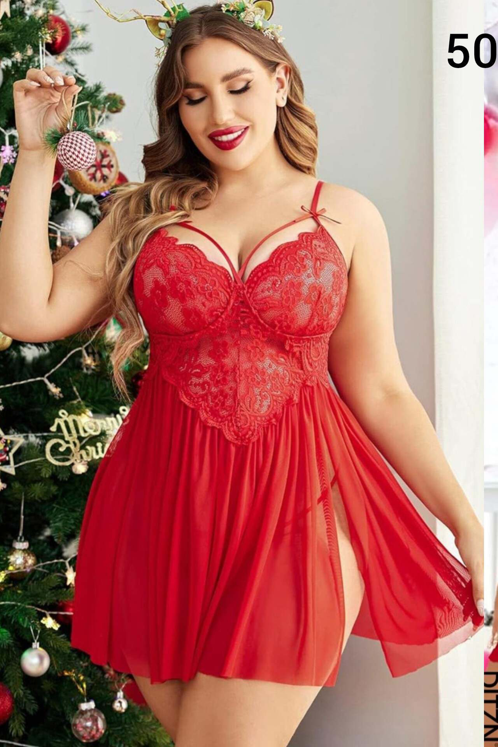 Kırmızı Dantel Babydoll