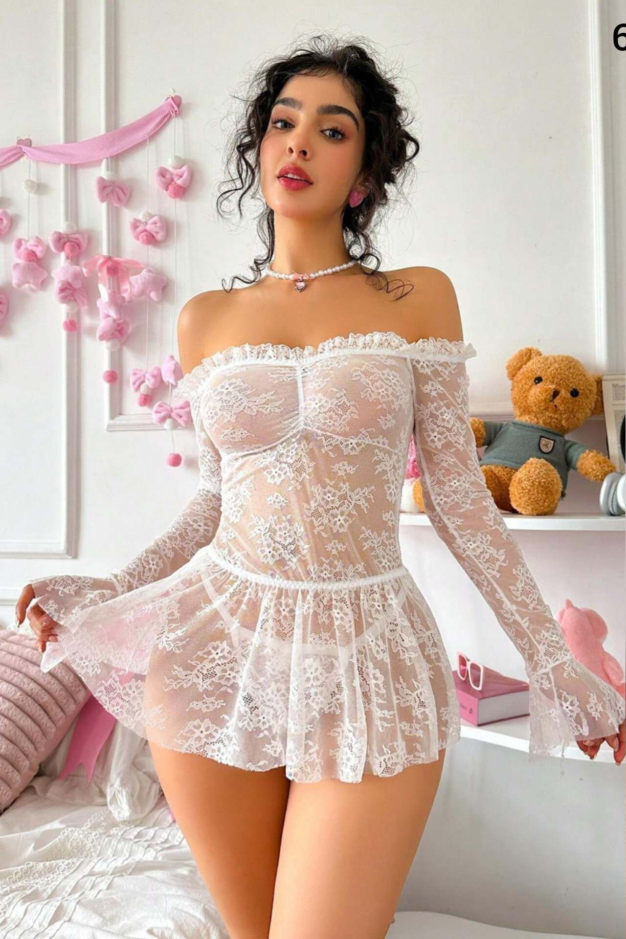 Beyaz Dantel Babydoll