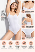 Kadın İp Askılı Çıtçıtlı Body Beyaz Esnek ve Yumuşak Kumaş, Vücuda Uyumlu - ryl - 2600