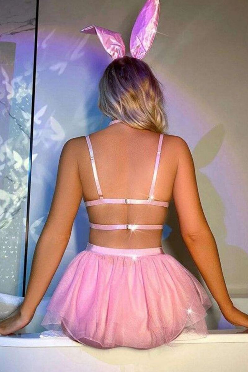 Kadın Fantezi Pembe Kostüm Erotik Kıyafet