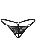 Siyah Dantelli Özel Bölgesi Açık G-String